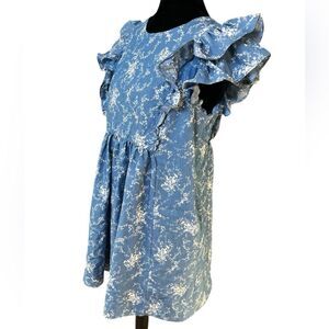 Tuckernuck Hyacinth House Vine Floral Gabi Dress Blue Chambray Cotton Size Small